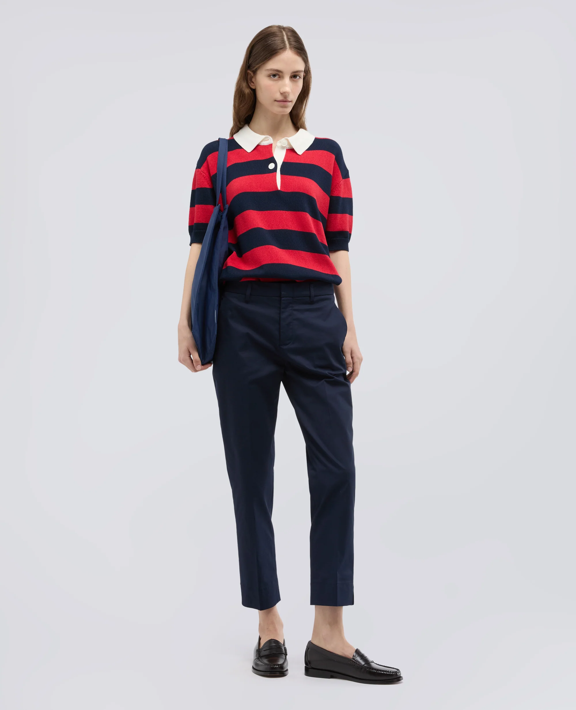 PANTALONE CAPRI IN TWILL DI COTONE STRETCH - NAVY - Image 2