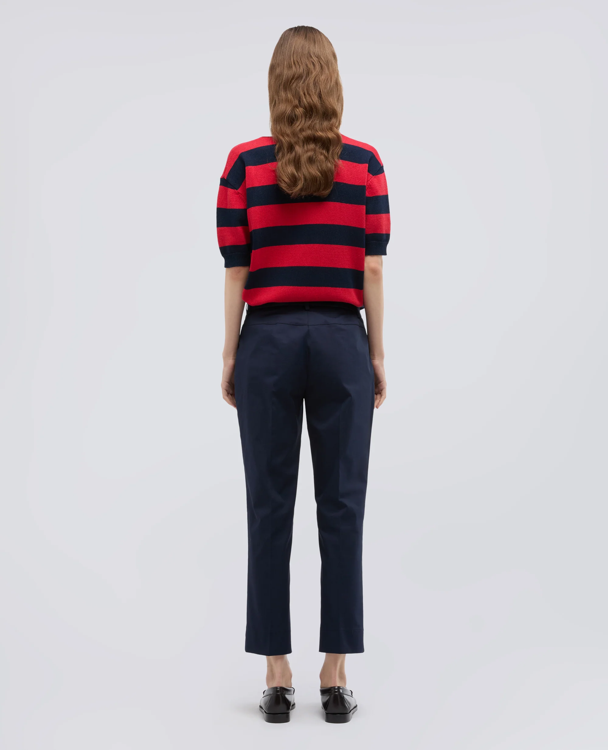 PANTALONE CAPRI IN TWILL DI COTONE STRETCH - NAVY - Image 3