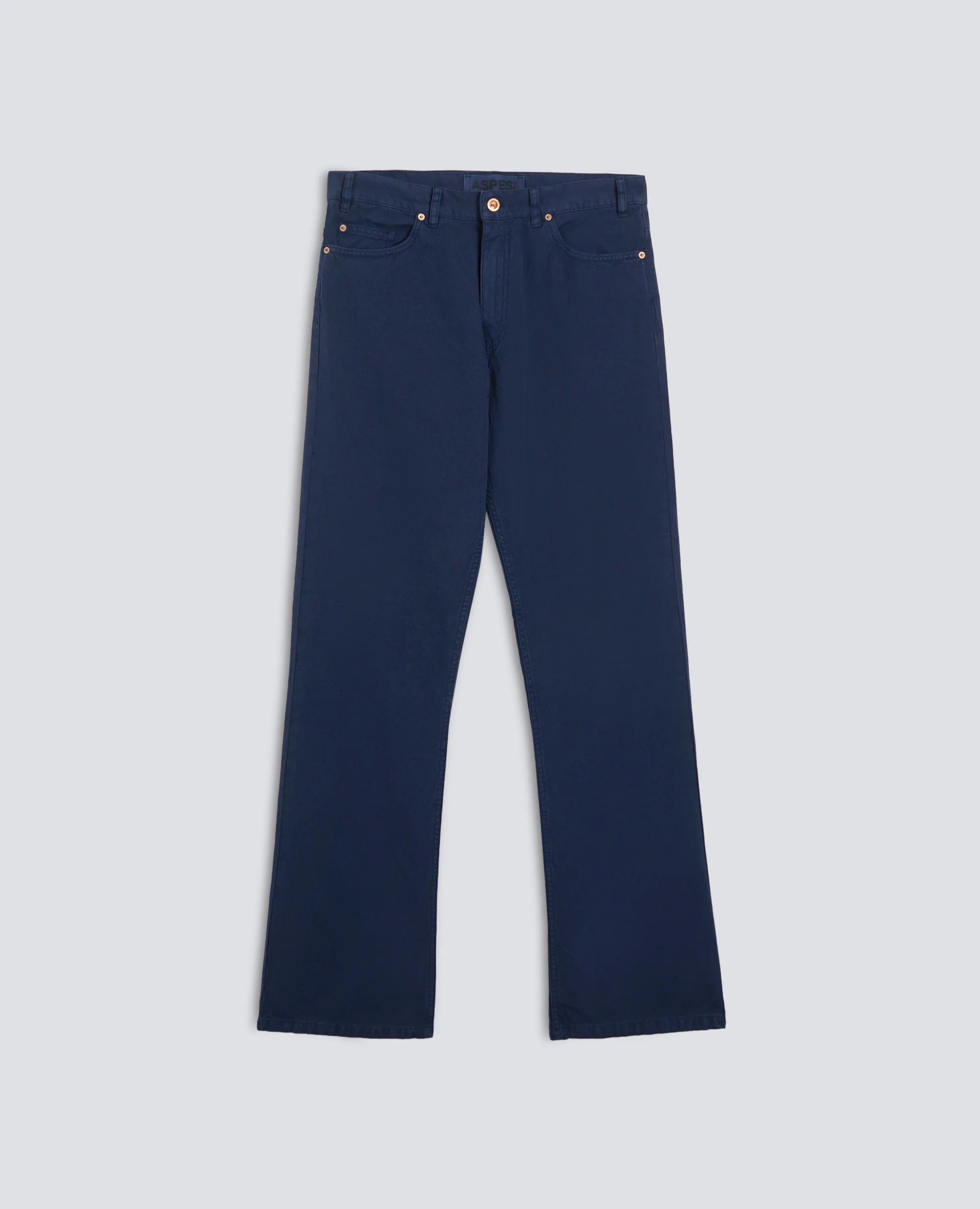 PANTALONE BOOT IN TELA RUSTICA DI COTONE E LINO, TINTO CAPO - AVIO