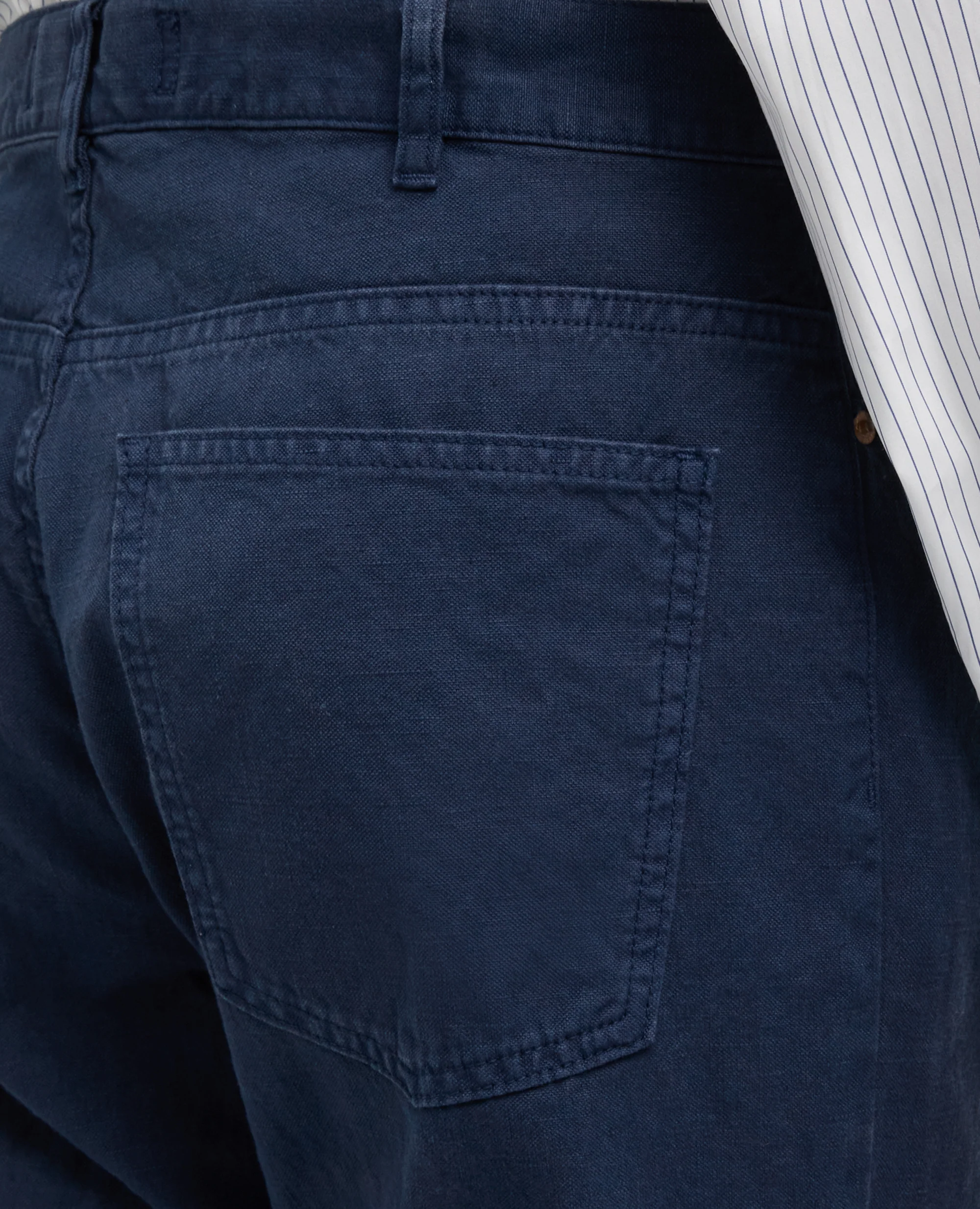 PANTALONE BOOT IN TELA RUSTICA DI COTONE E LINO, TINTO CAPO - AVIO - Image 4