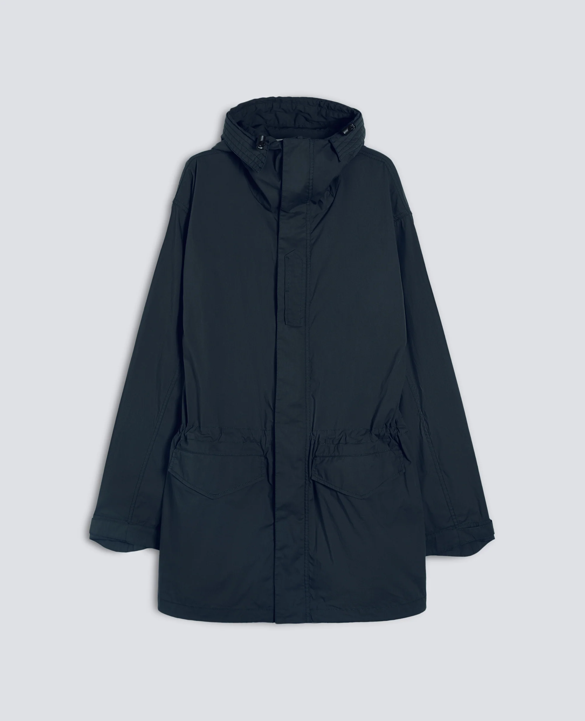PARKA IN POPELINE DI COTONE E NYLON STRETCH - NAVY