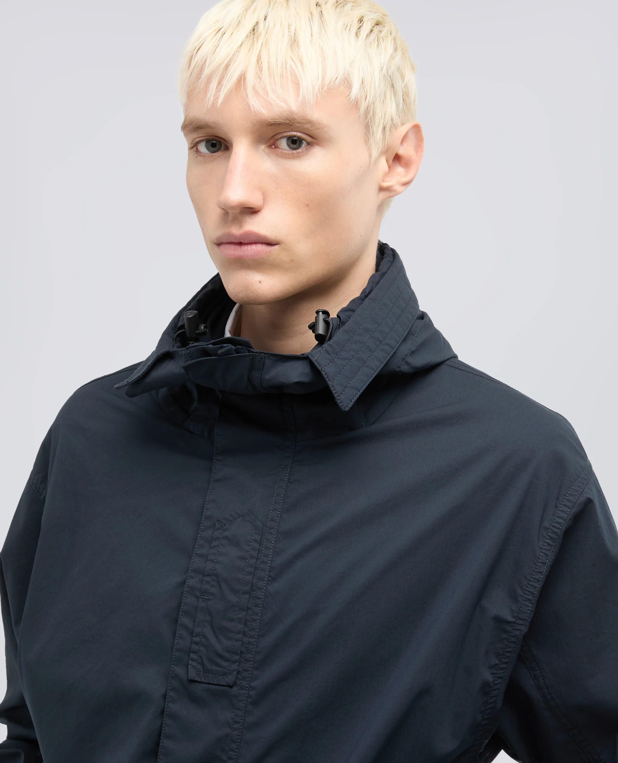 PARKA IN POPELINE DI COTONE E NYLON STRETCH - NAVY - Image 4