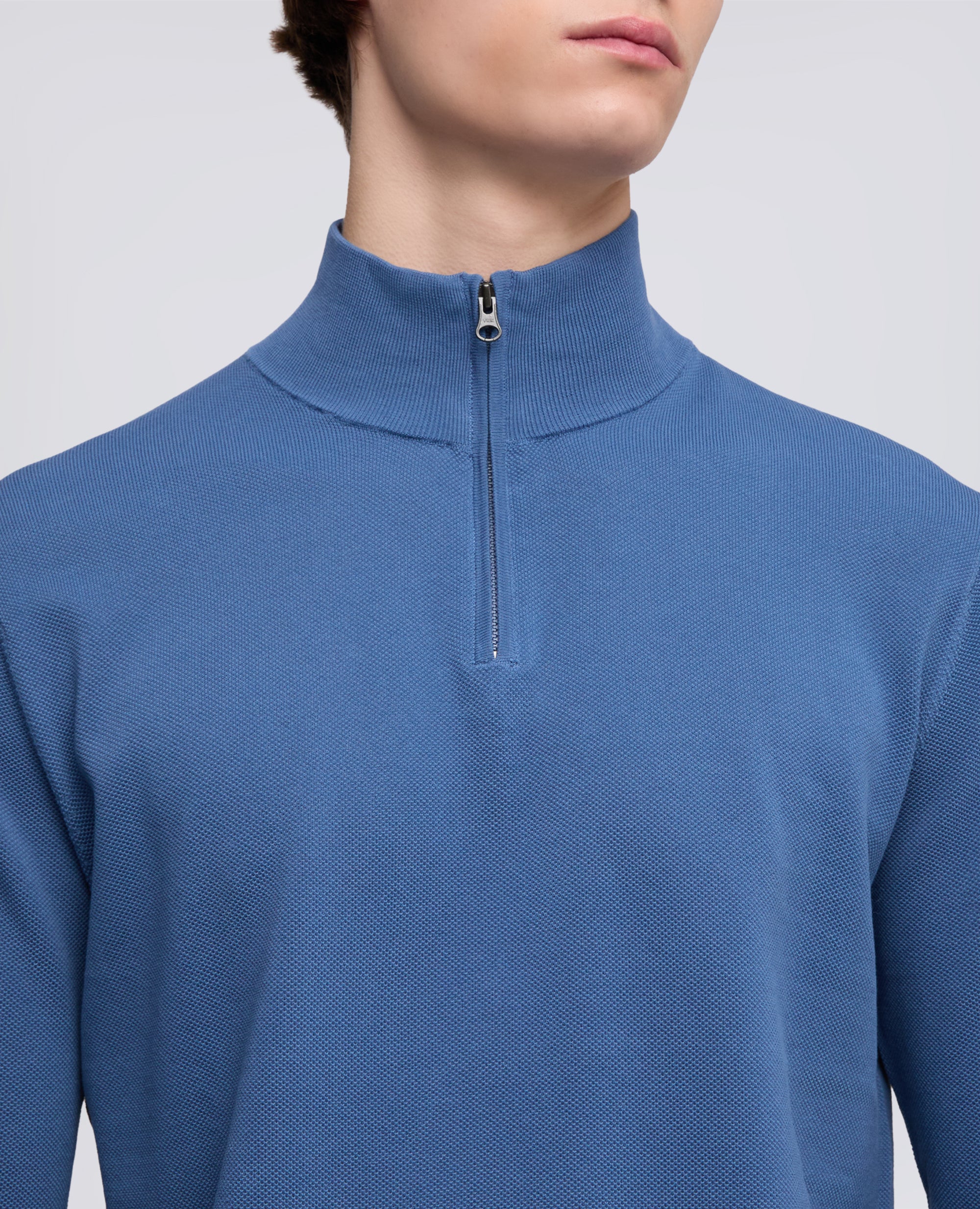 MAGLIA CON ZIP IN COTONE PUNTO PIQUET TINTO CAPO - AVIO - Image 4