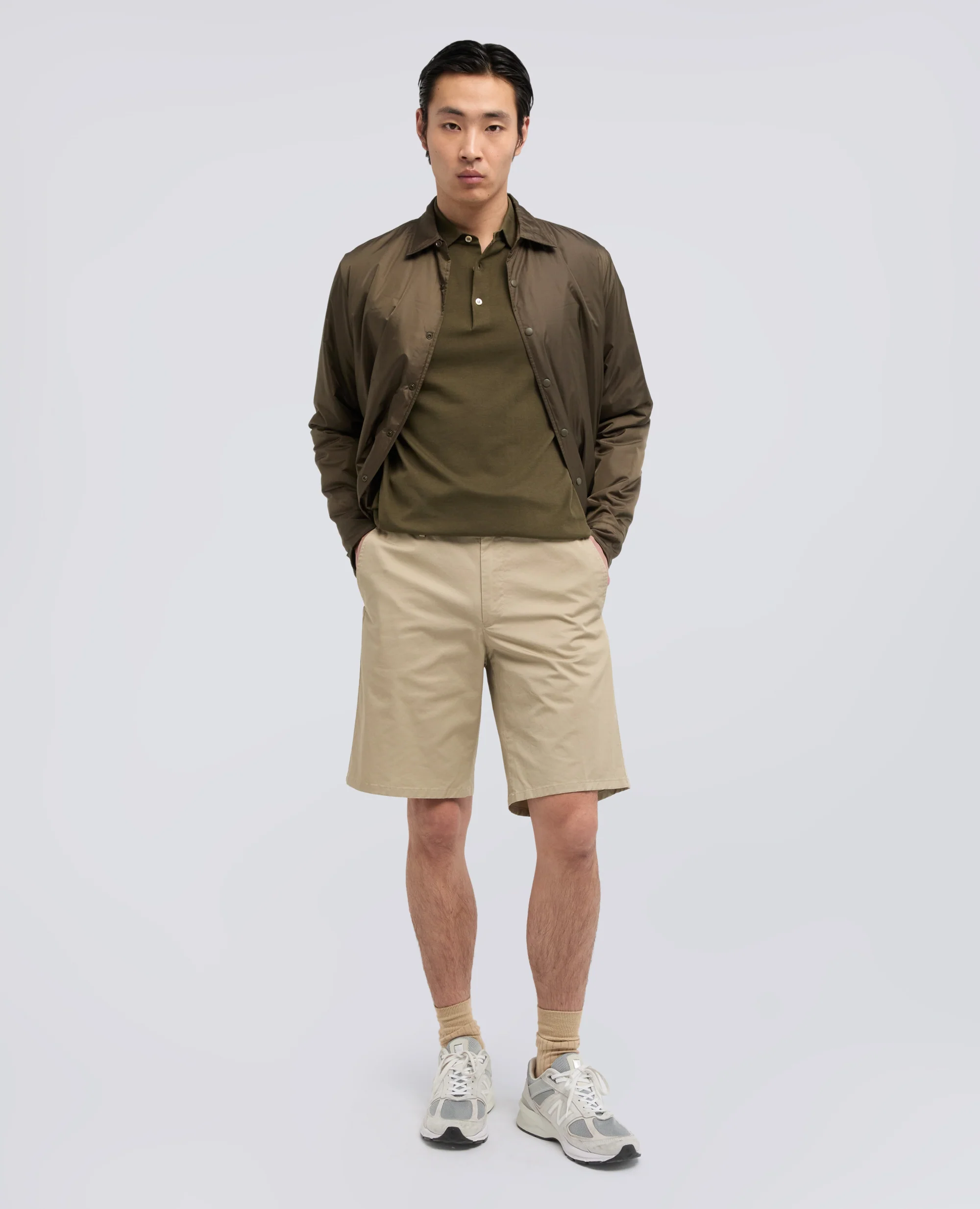 POLO IN COTONE CON BOTTONI IN MADREPERLA - MILITARE - Image 2