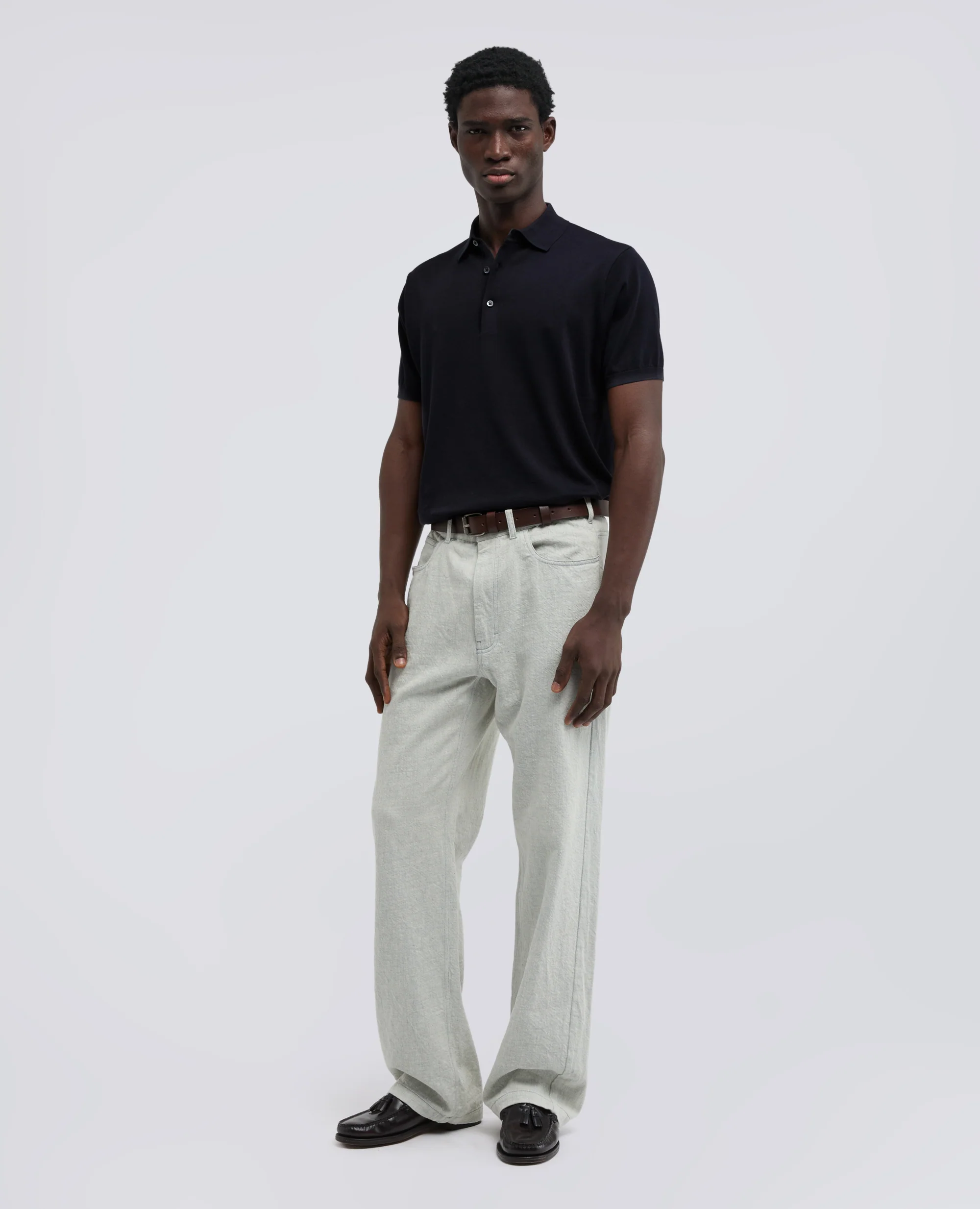 POLO IN COTONE CON BOTTONI IN MADREPERLA - NAVY - Image 2
