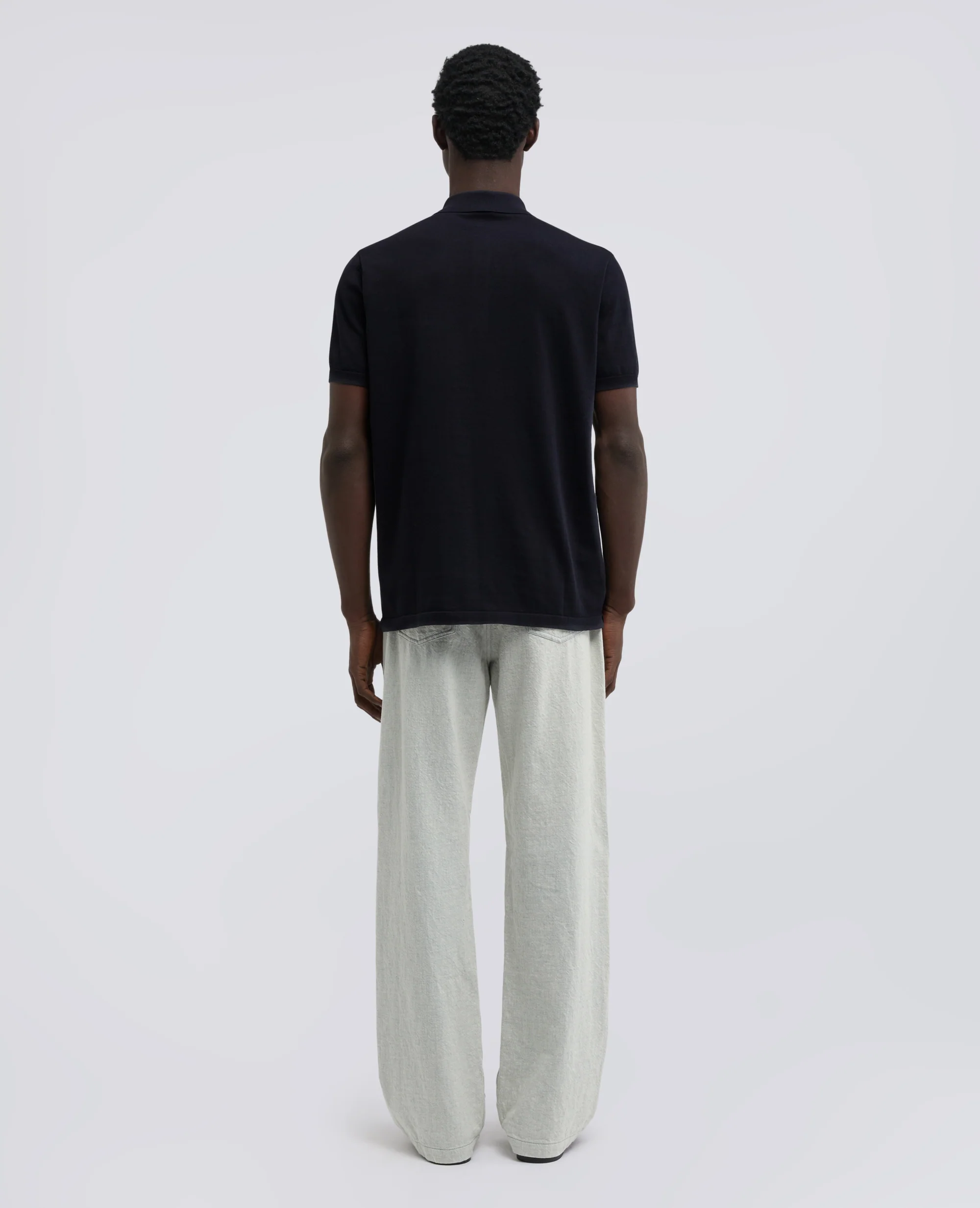 POLO IN COTONE CON BOTTONI IN MADREPERLA - NAVY - Image 3