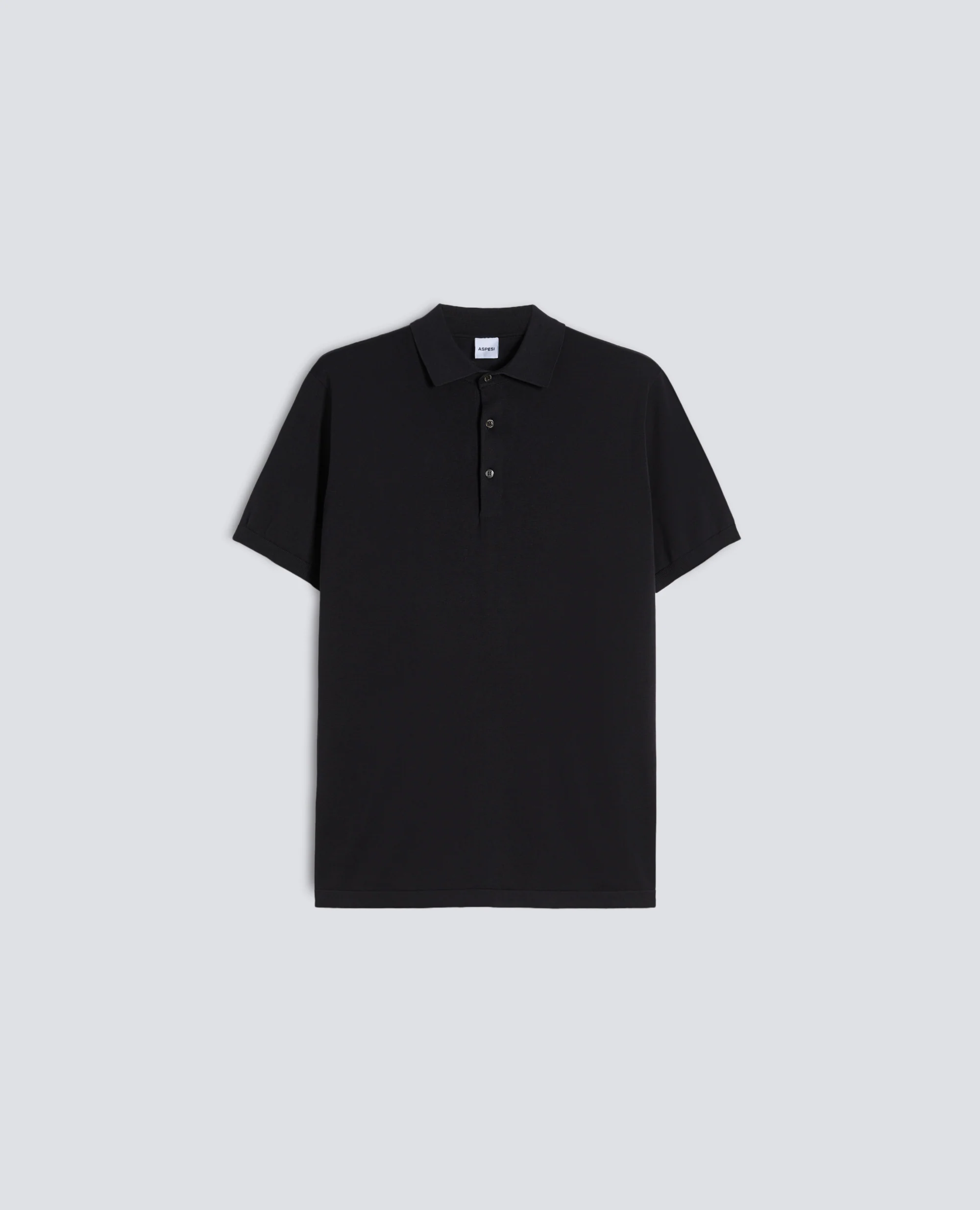 POLO IN COTONE CON BOTTONI IN MADREPERLA - NERO