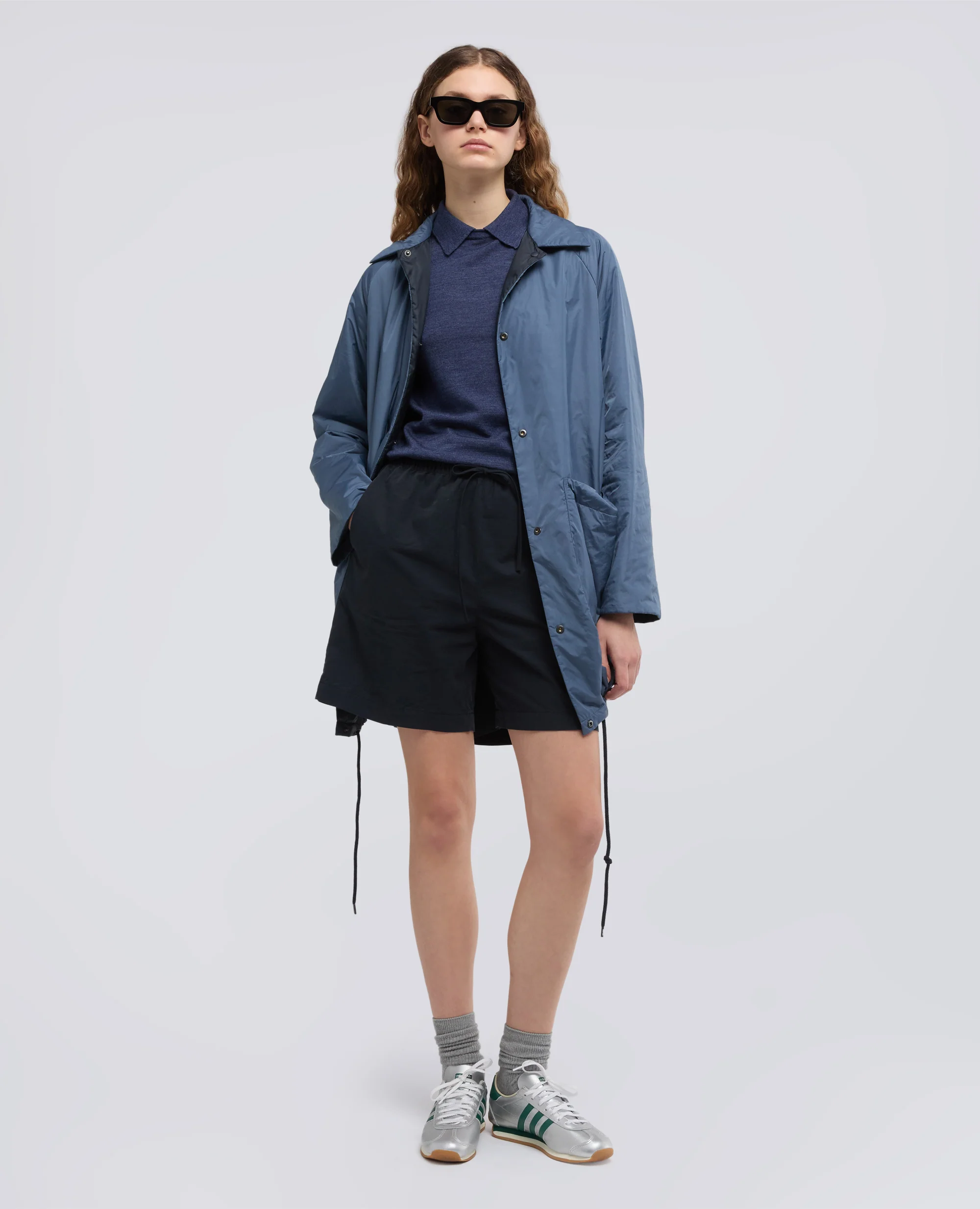 SHORT IN POPELINE DI COTONE TINTO CAPO - NAVY - Image 2