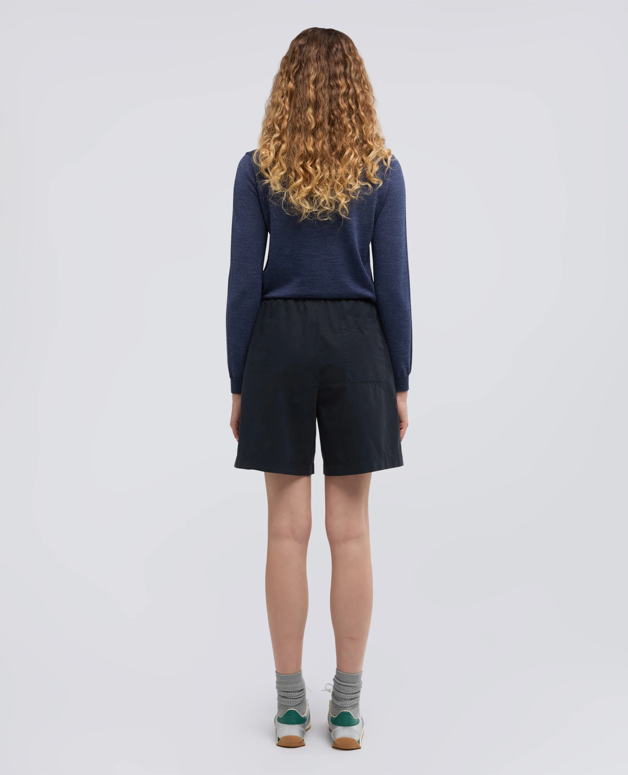 SHORT IN POPELINE DI COTONE TINTO CAPO - NAVY - Image 3