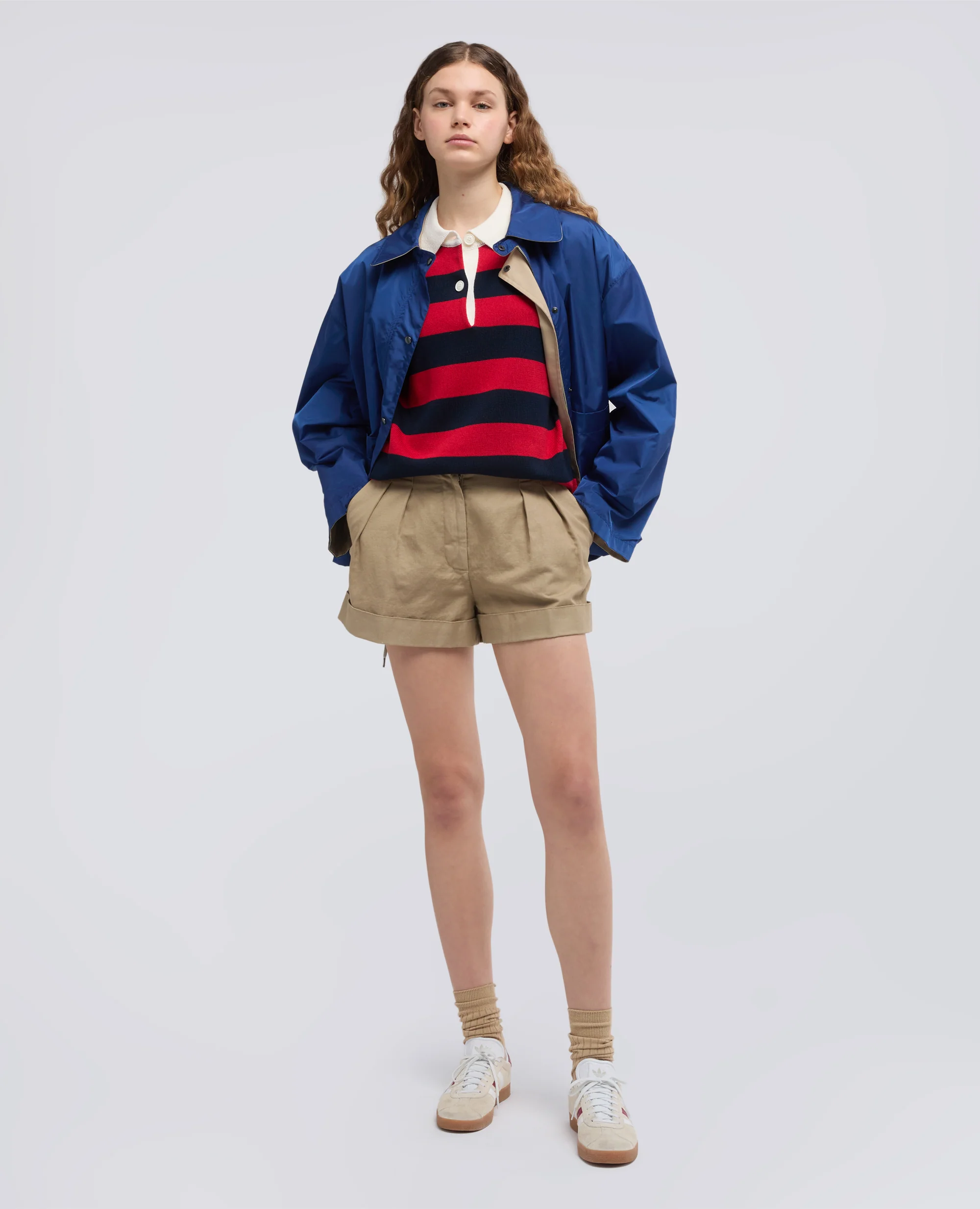 SHORT IN GABARDINA COTONE E LINO TINTO CAPO - BEIGE - Image 2