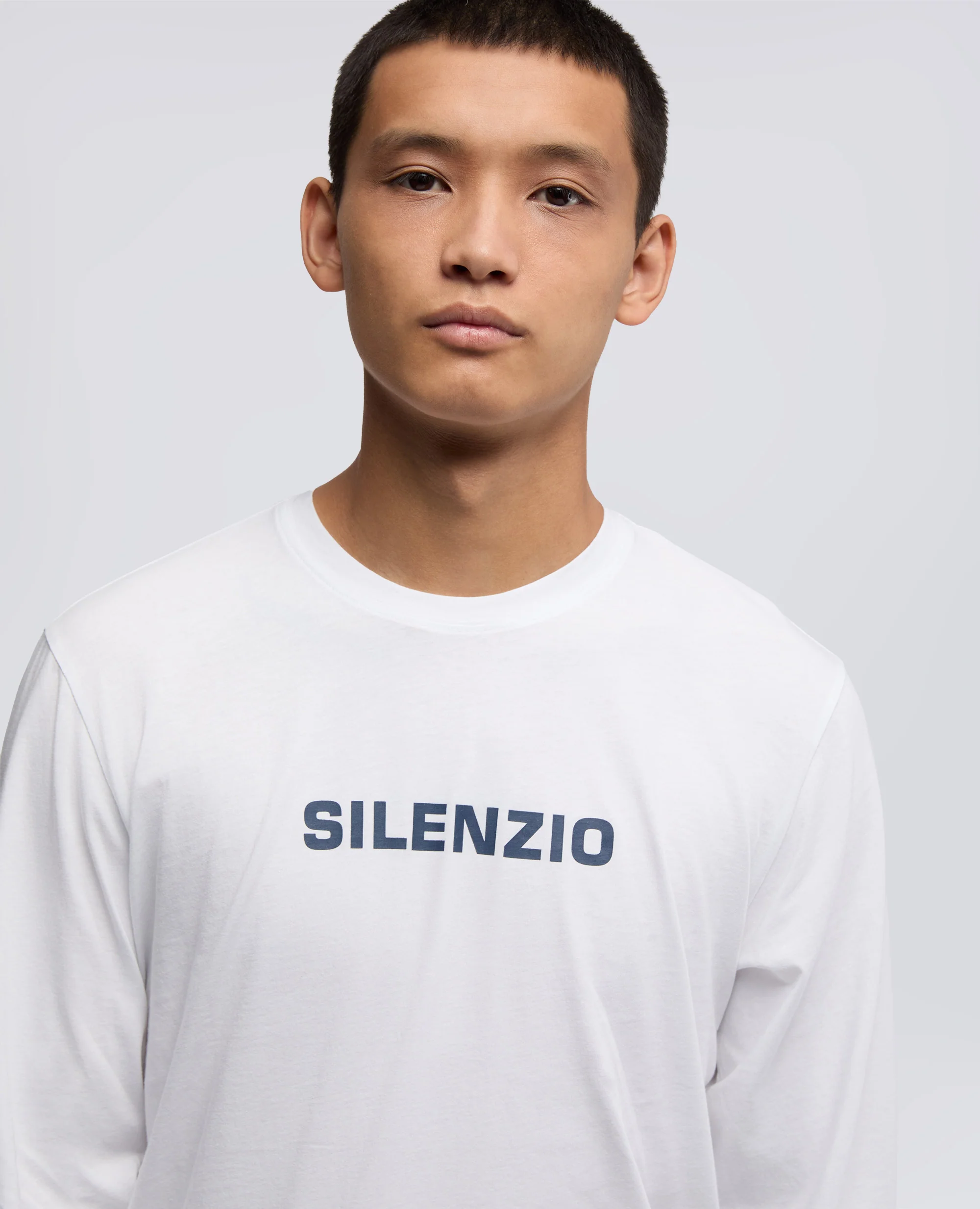 T-SHIRT A MANICHE LUNGHE SILENZIO - BIANCO - Image 4