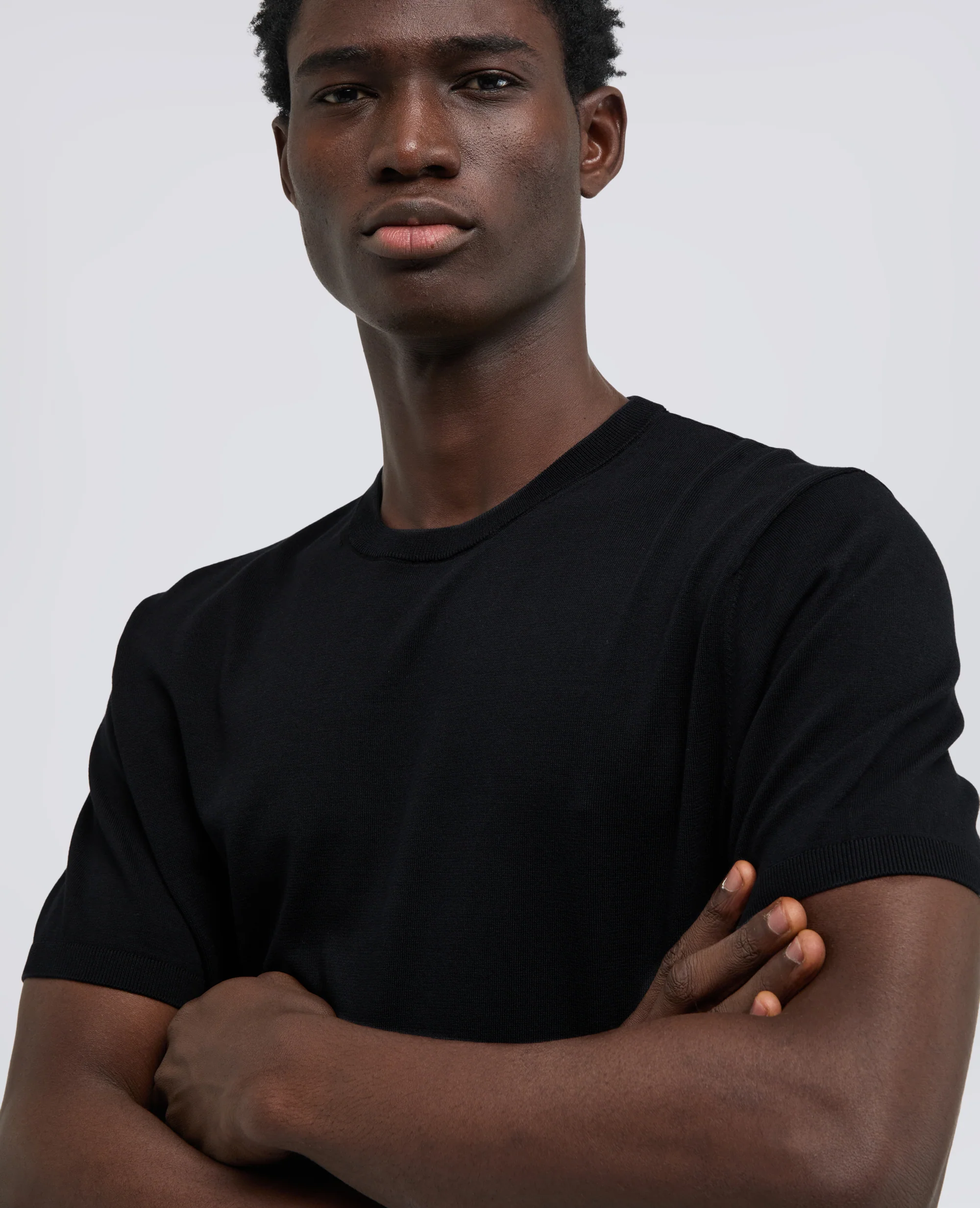 T-SHIRT GIROCOLLO IN COTONE - NERO - Image 4