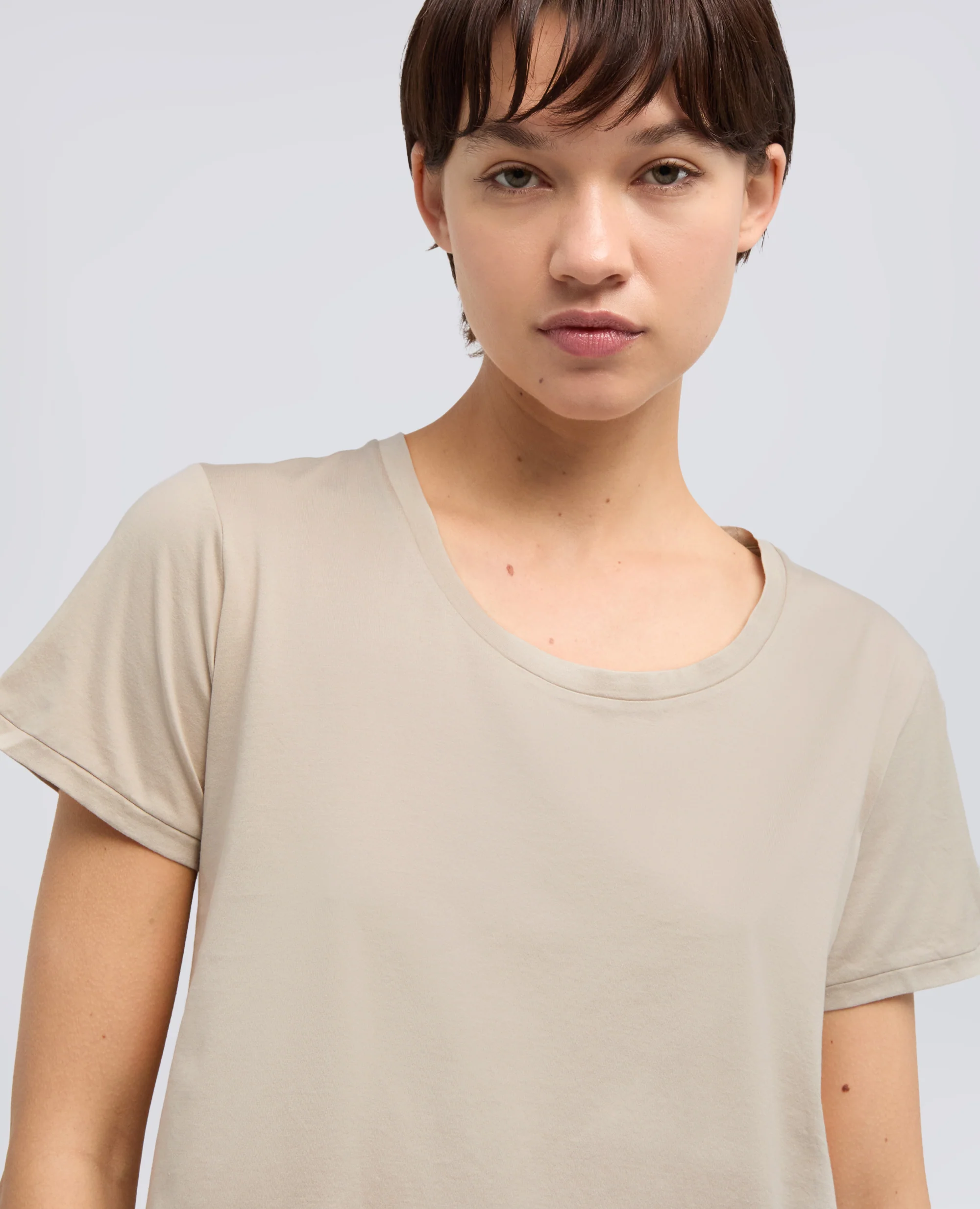 T-SHIRT IN JERSEY DI COTONE - SABBIA - Image 4