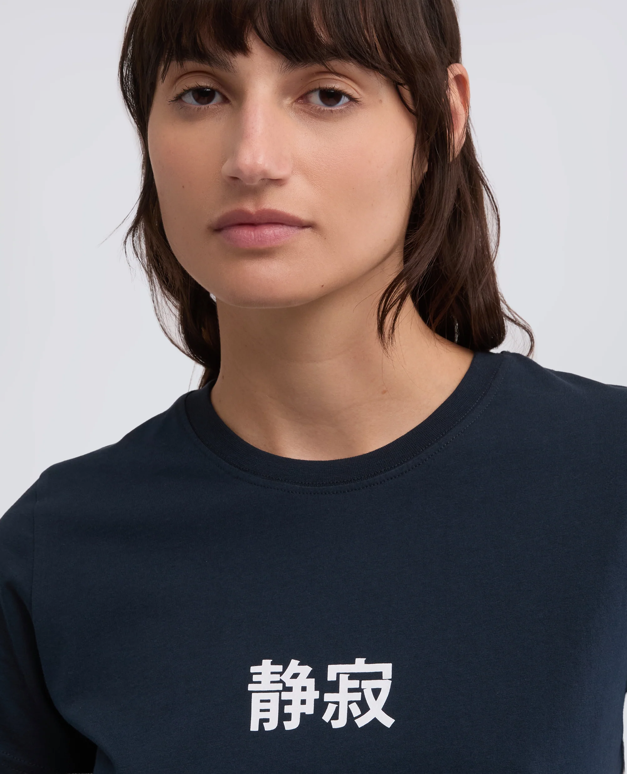 T-SHIRT IN JERSEY DI COTONE CON STAMPA "SILENZIO" IN GIAPPONESE - NAVY - Image 4