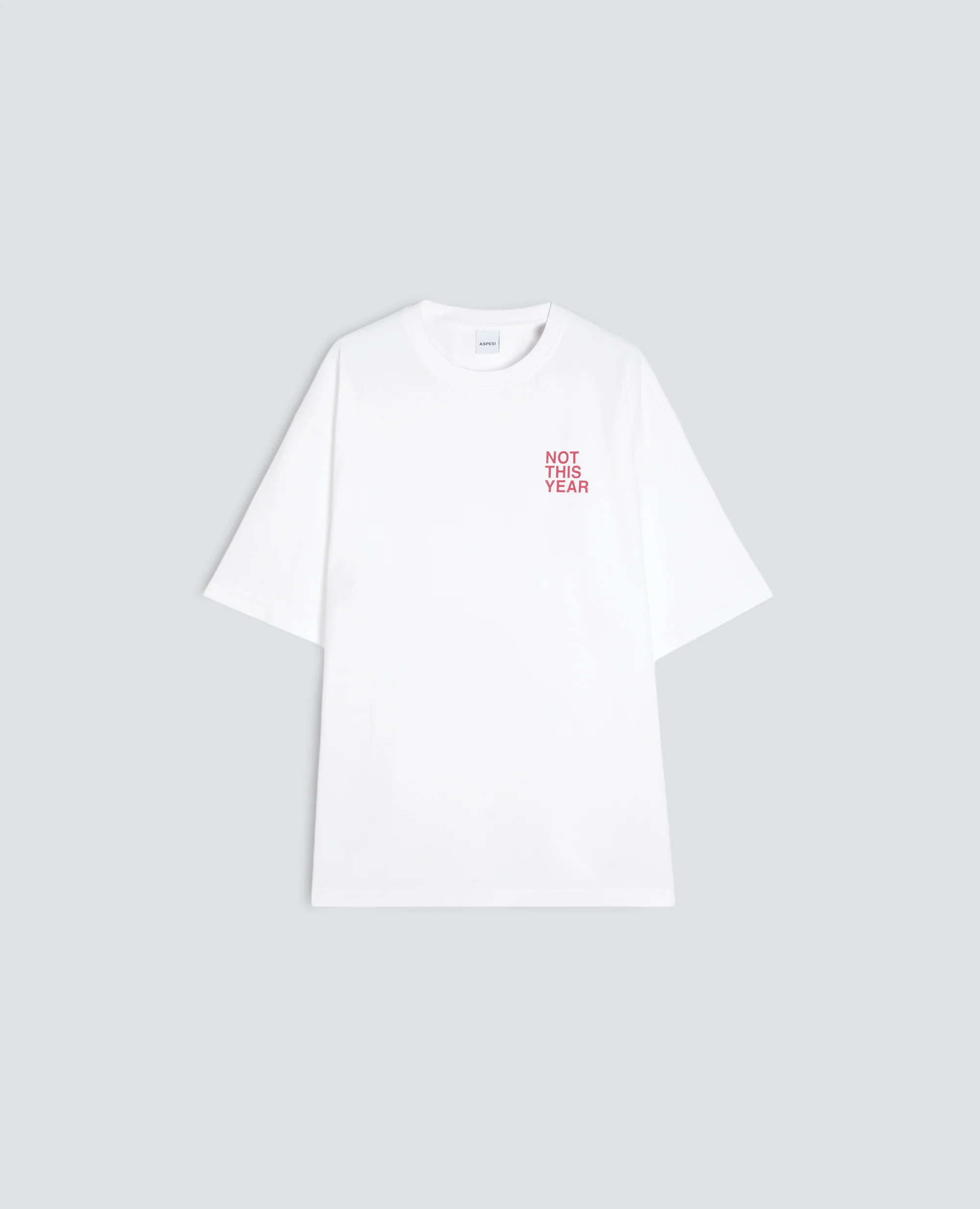 T-SHIRT "NOT THIS YEAR" IN JERSEY DI COTONE - BIANCO+SCRITTA ROSSA
