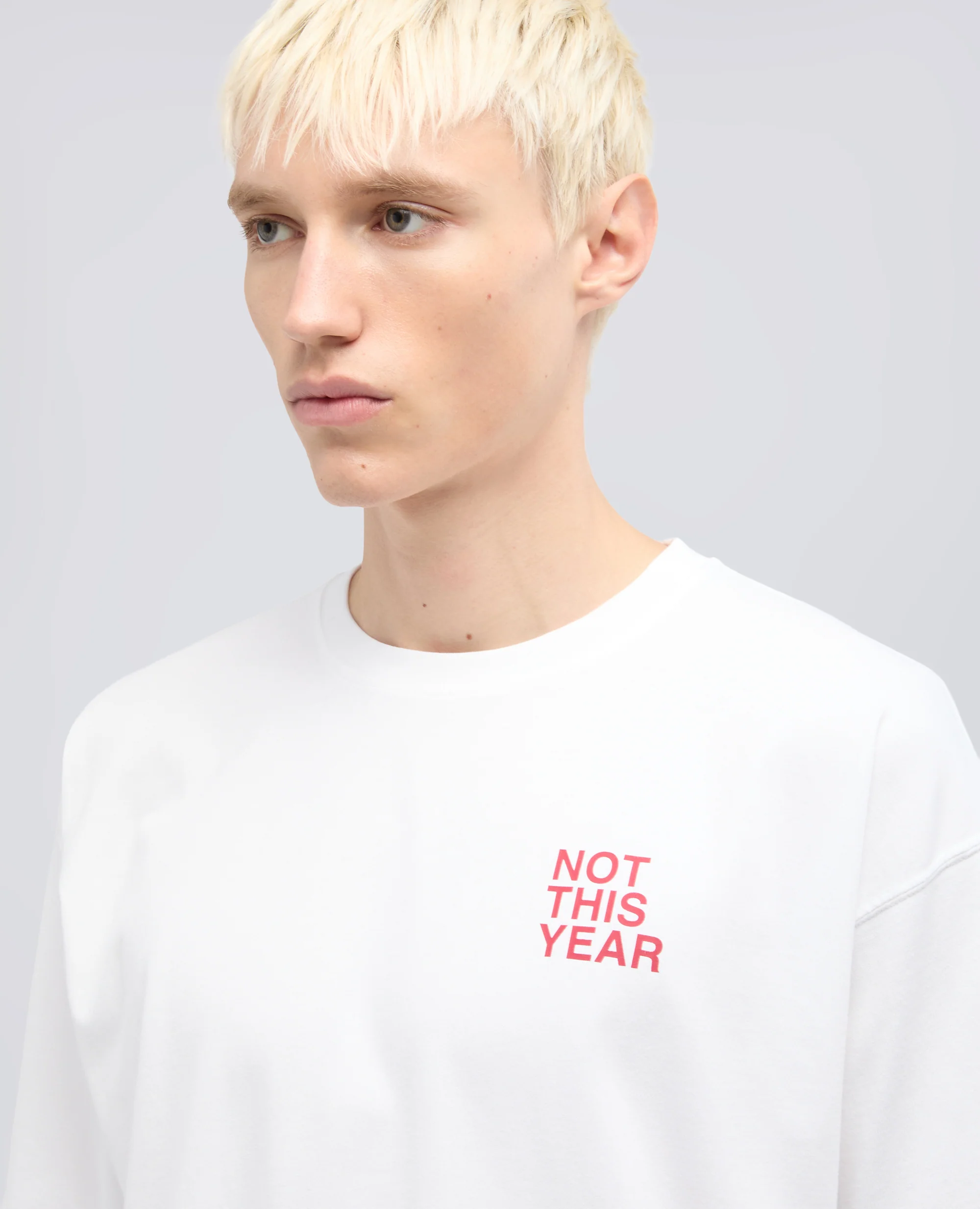 T-SHIRT "NOT THIS YEAR" IN JERSEY DI COTONE - BIANCO+SCRITTA ROSSA - Image 4