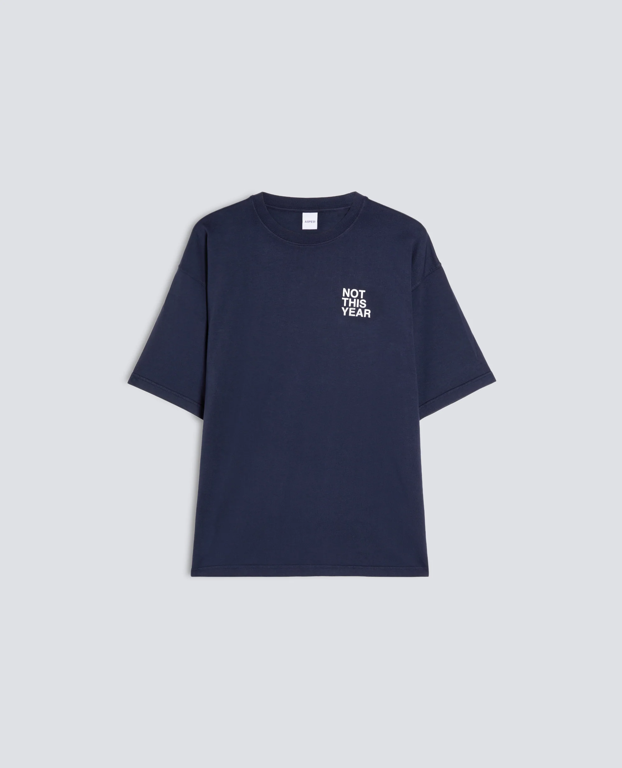 T-SHIRT "NOT THIS YEAR" IN JERSEY DI COTONE - NAVY+SCRITTA BIANCA