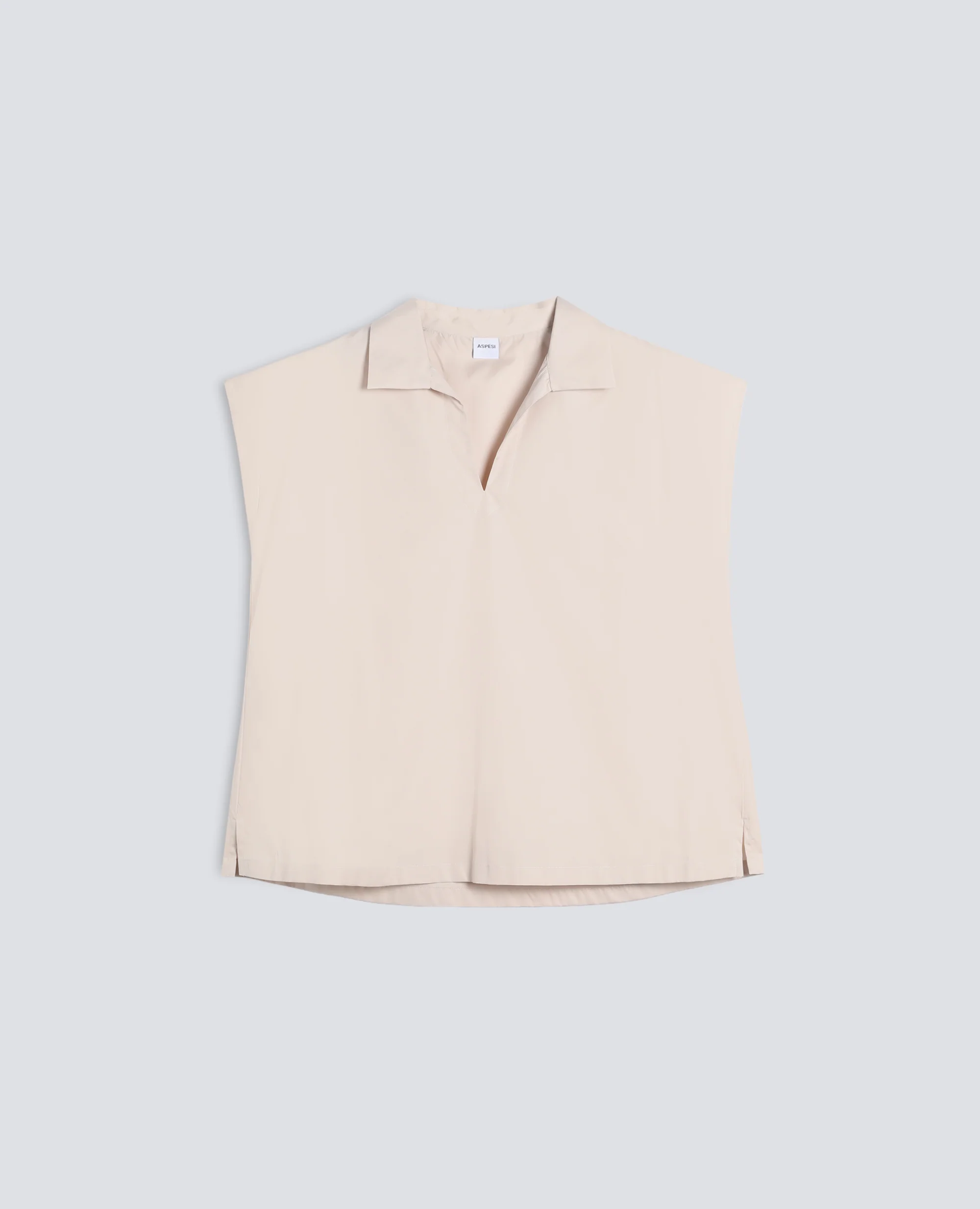 TOP IN POPELINE DI COTONE - BEIGE