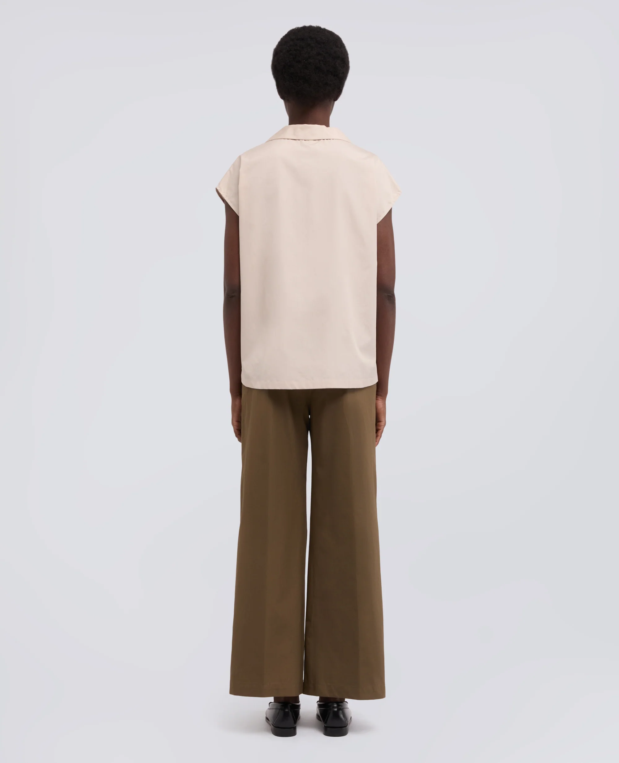 TOP IN POPELINE DI COTONE - BEIGE - Image 3
