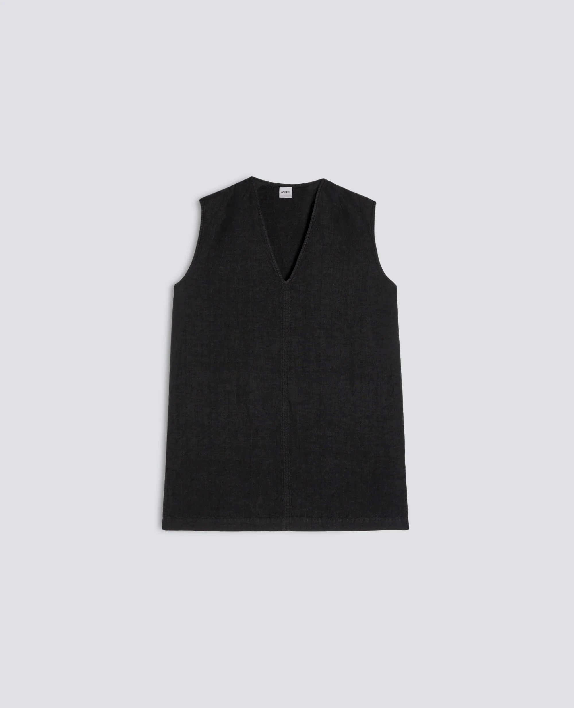 TOP IN TELA DI LINO - NERO