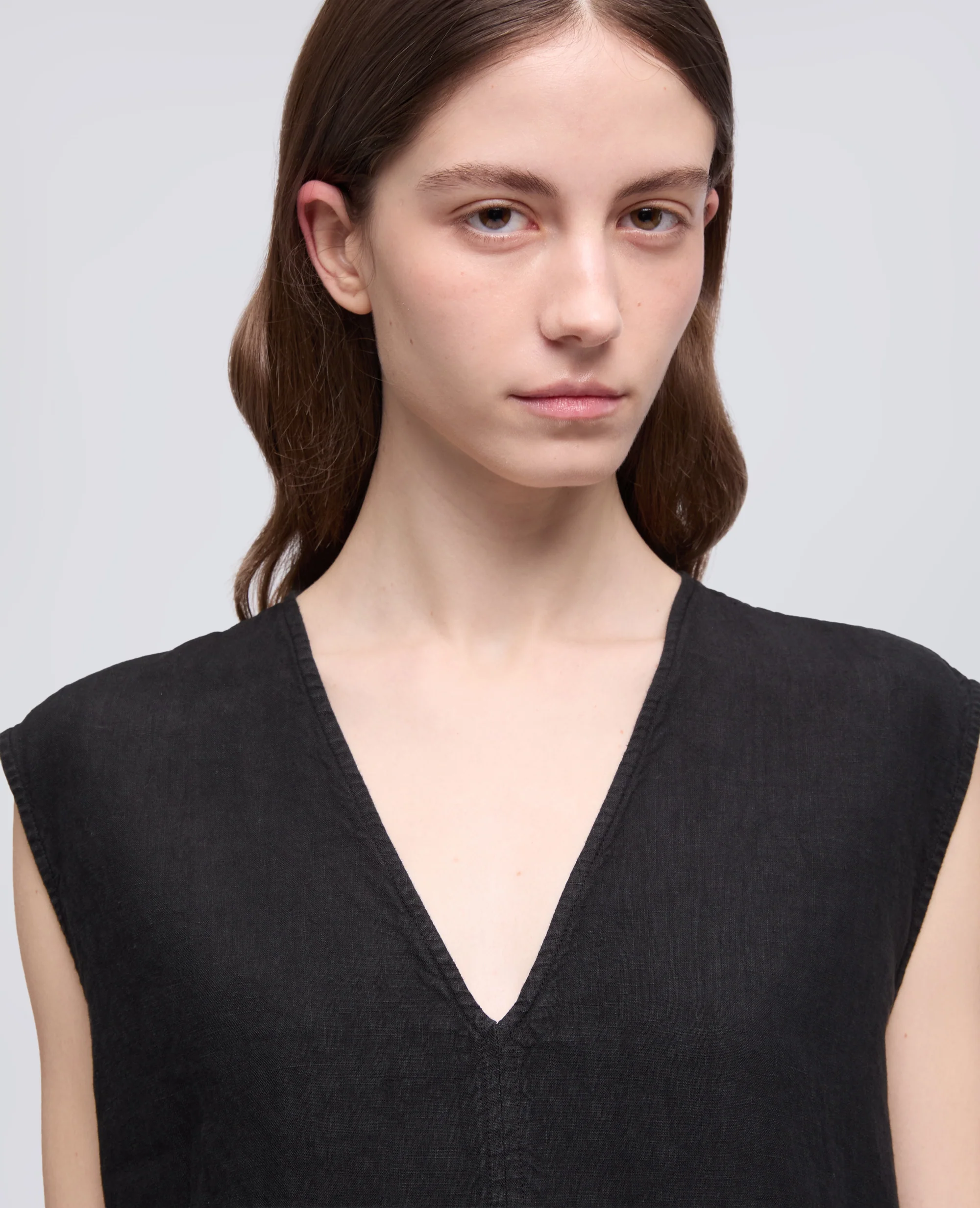 TOP IN TELA DI LINO - NERO - Image 4