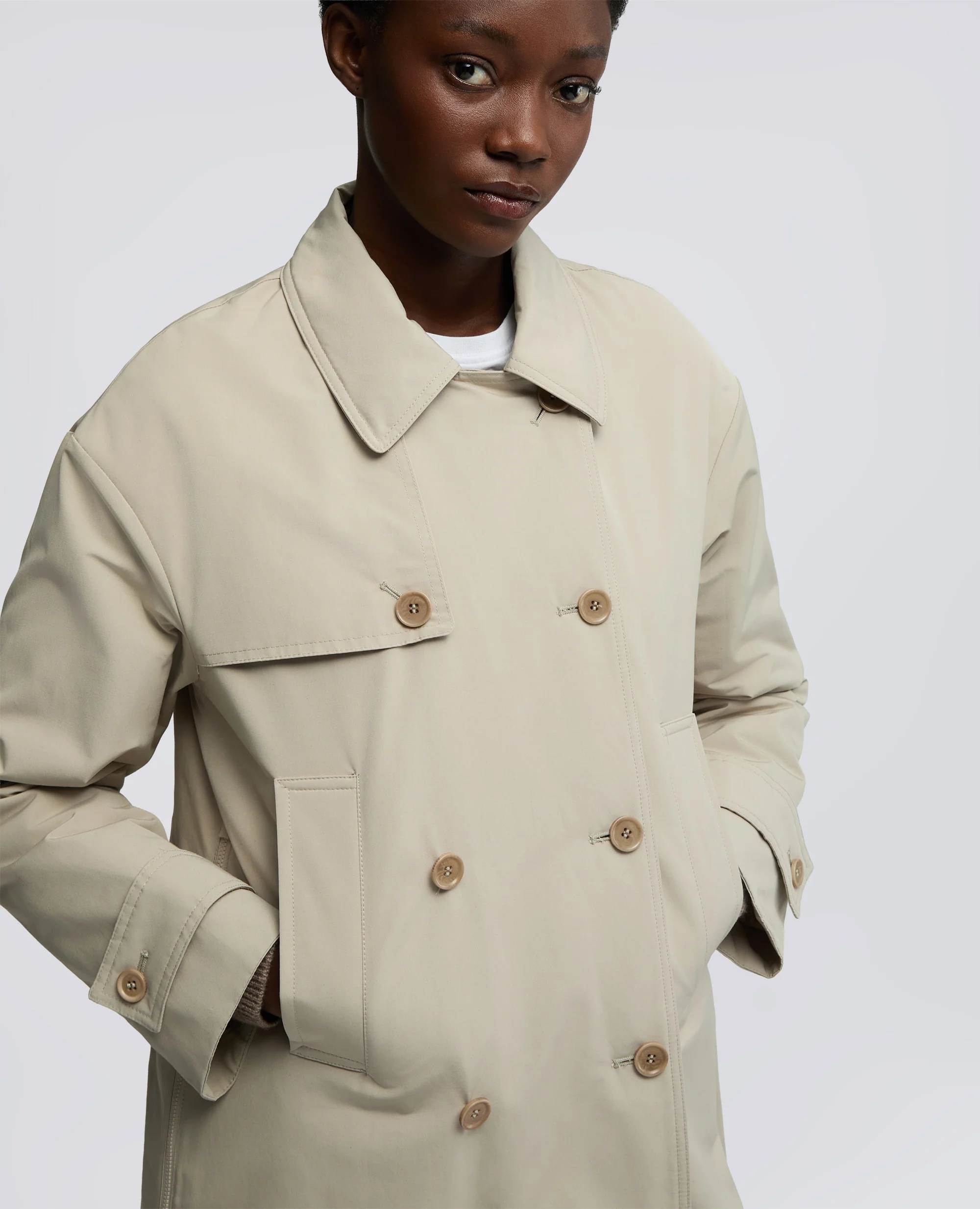 TRENCH CORTO SCARLETT IN MISTO COTONE - SABBIA - Image 4